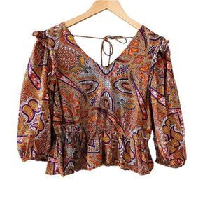 Broadway 38 Paisley Print Peplum Top